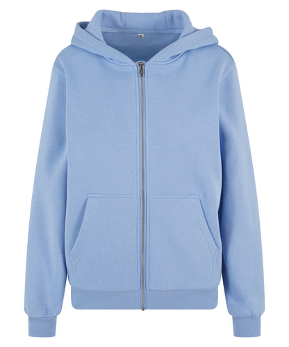 Build Your Brand BY290 Women’s fluffy zip hoodie in Powder Blue