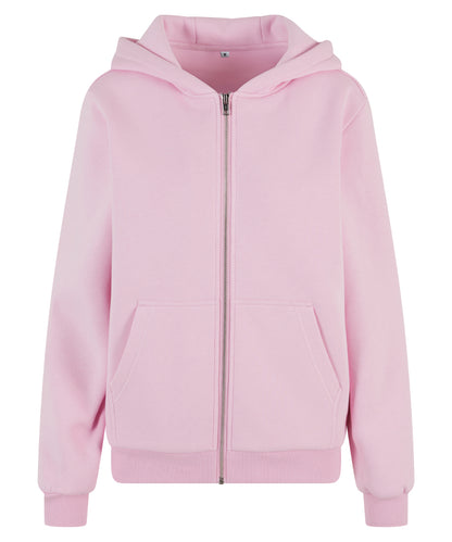 Build Your Brand BY290 Women’s fluffy zip hoodie in Soft Pink