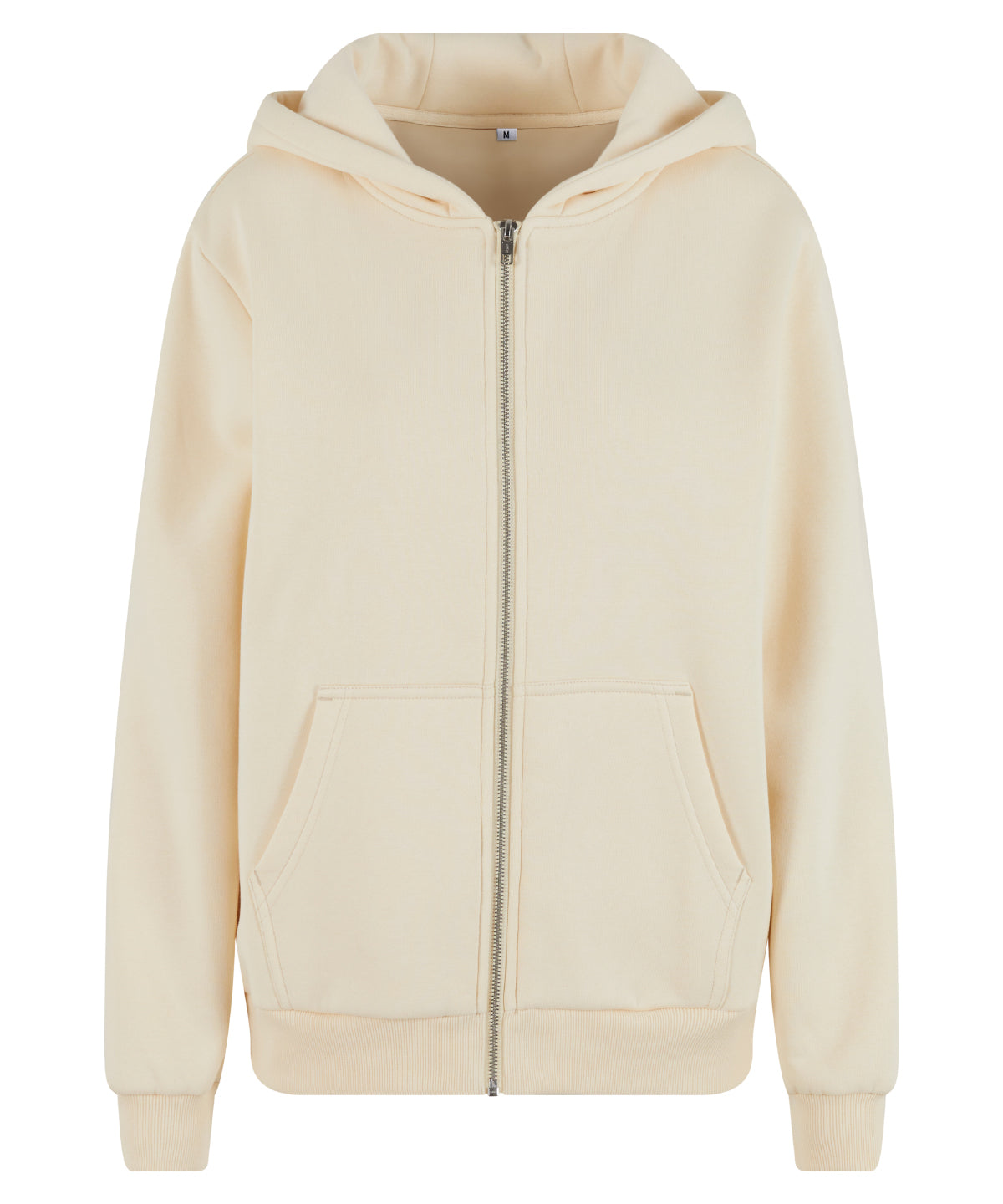 Build Your Brand BY290 Women’s fluffy zip hoodie in White Sand