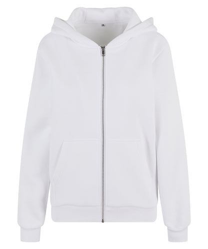 Build Your Brand BY290 Women’s fluffy zip hoodie in White