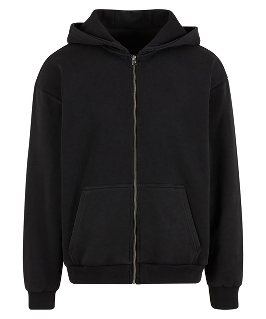 Build Your Brand BY295 Vintage heavy zip hoodie in Black