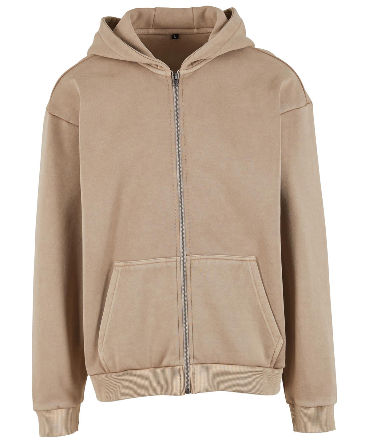 Build Your Brand BY295 Vintage heavy zip hoodie in Chalk Dust