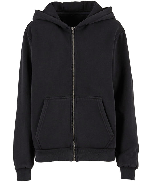 Build Your Brand BY299 Women’s vintage heavy zip hoodie in Black