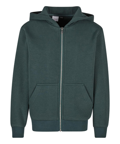 Build Your Brand BY316 Kids fluffy zip hoodie in Bottle Green