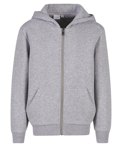 Build Your Brand BY316 Kids fluffy zip hoodie in Heather Grey