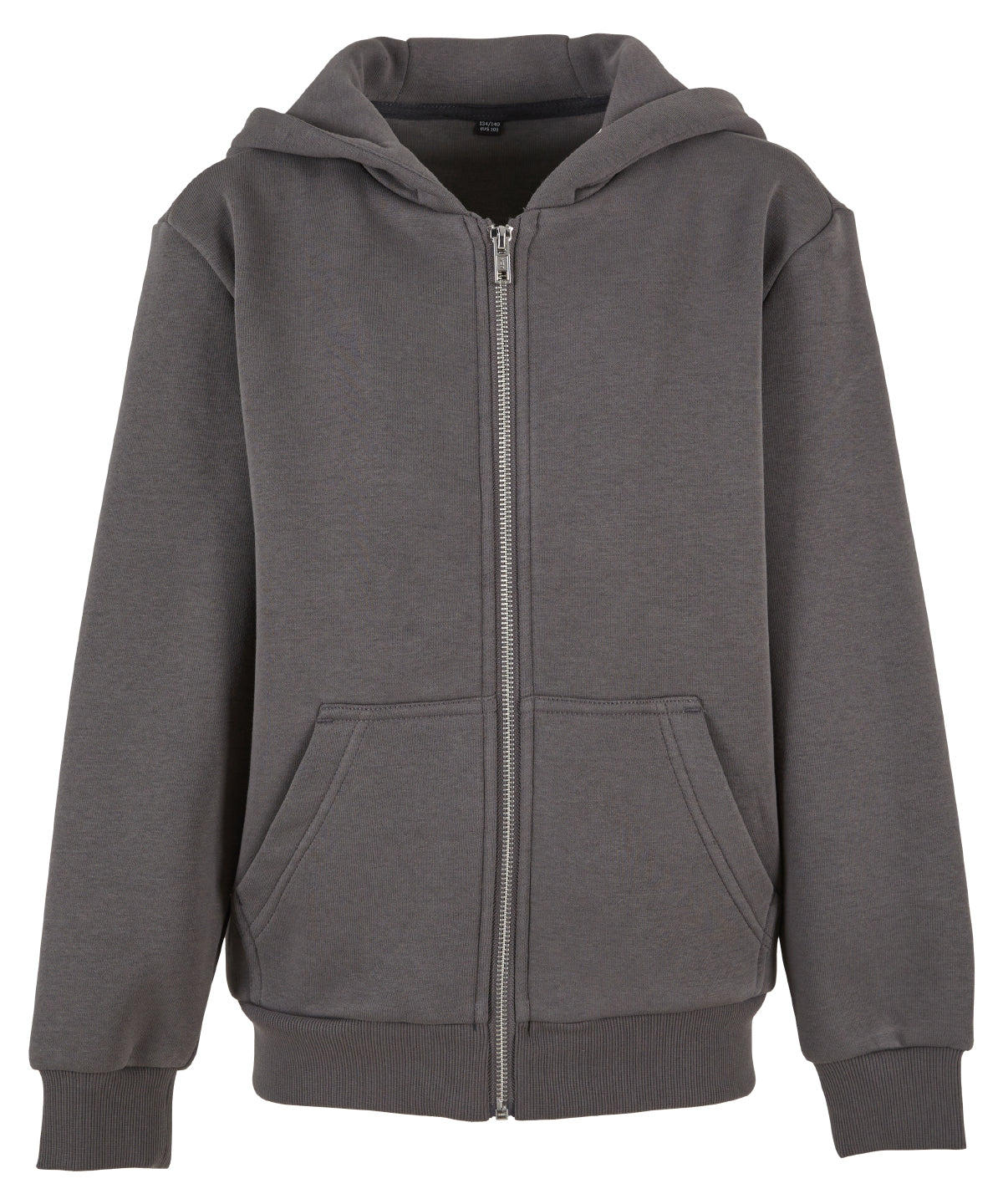 Build Your Brand BY316 Kids fluffy zip hoodie in Magnet