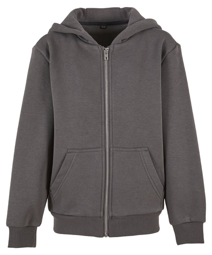 Build Your Brand BY316 Kids fluffy zip hoodie in Magnet