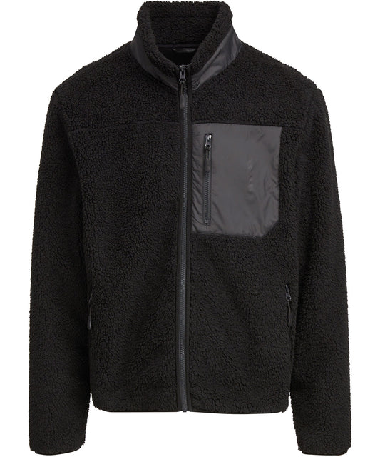 Build Your Brand BY406 Bonded sherpa jacket in Black