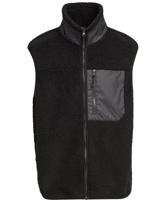 Build Your Brand BY407 Bonded sherpa vest in Black