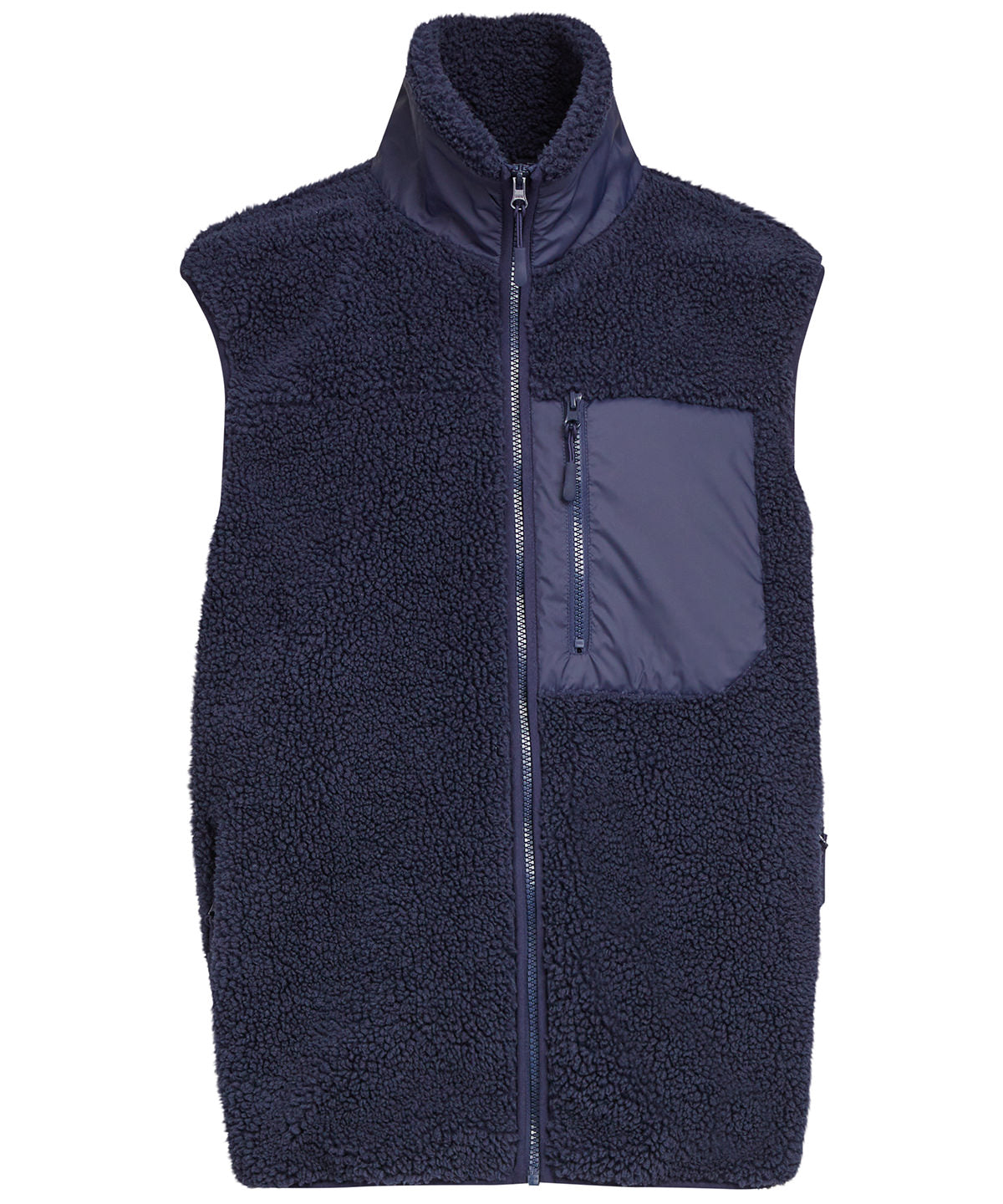 Build Your Brand BY407 Bonded sherpa vest in Navy