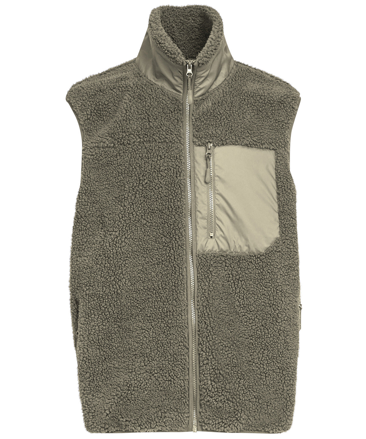Build Your Brand BY407 Bonded sherpa vest in Pale Olive