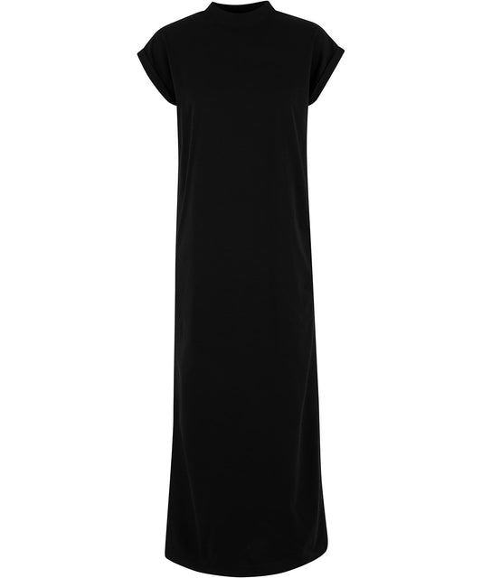 Build Your Brand BY415 Women’s Sorona long extended shoulder dress in Black