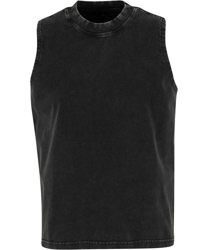 Build Your Brand BY429 Women’s vintage washed sleeveless tee in Black