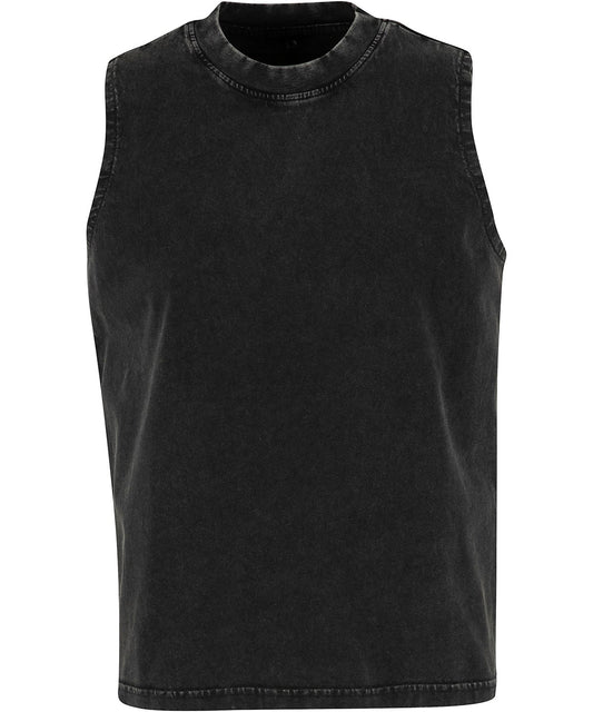 Build Your Brand BY429 Women’s vintage washed sleeveless tee in Black