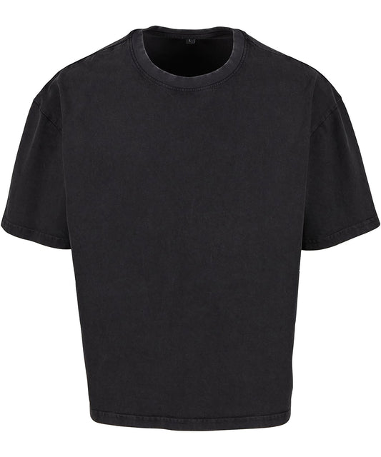 Build Your Brand BY435 Vintage cropped heavy oversized tee in Black