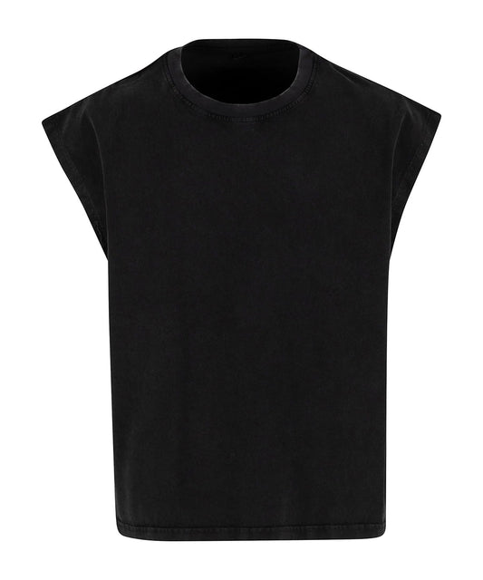 Build Your Brand BY436 Vintage cropped heavy sleeveless tee in Black