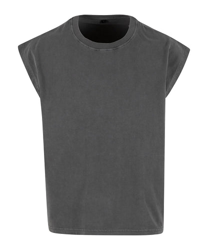 Build Your Brand BY436 Vintage cropped heavy sleeveless tee in Magnet