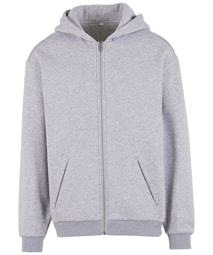 Build Your Brand BY443 Loose-fit zip hoodie in Heather Grey