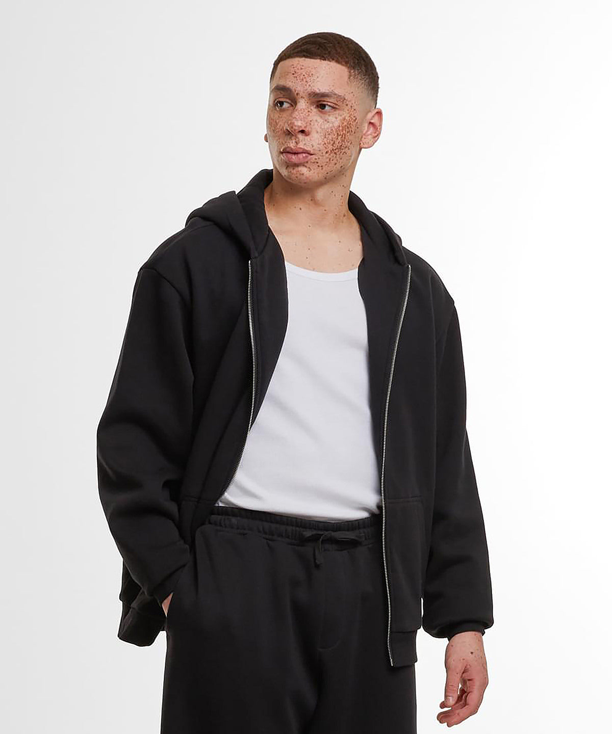 Build Your Brand BY443 Loose-fit zip hoodie