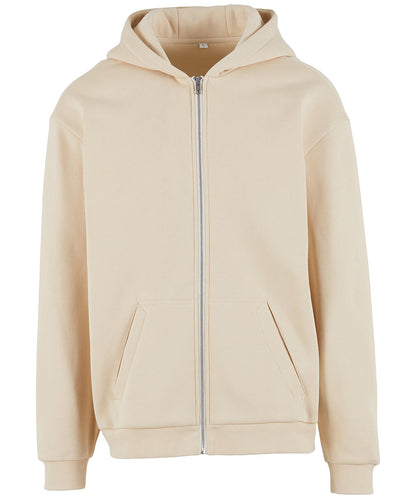 Build Your Brand BY443 Loose-fit zip hoodie in Sand