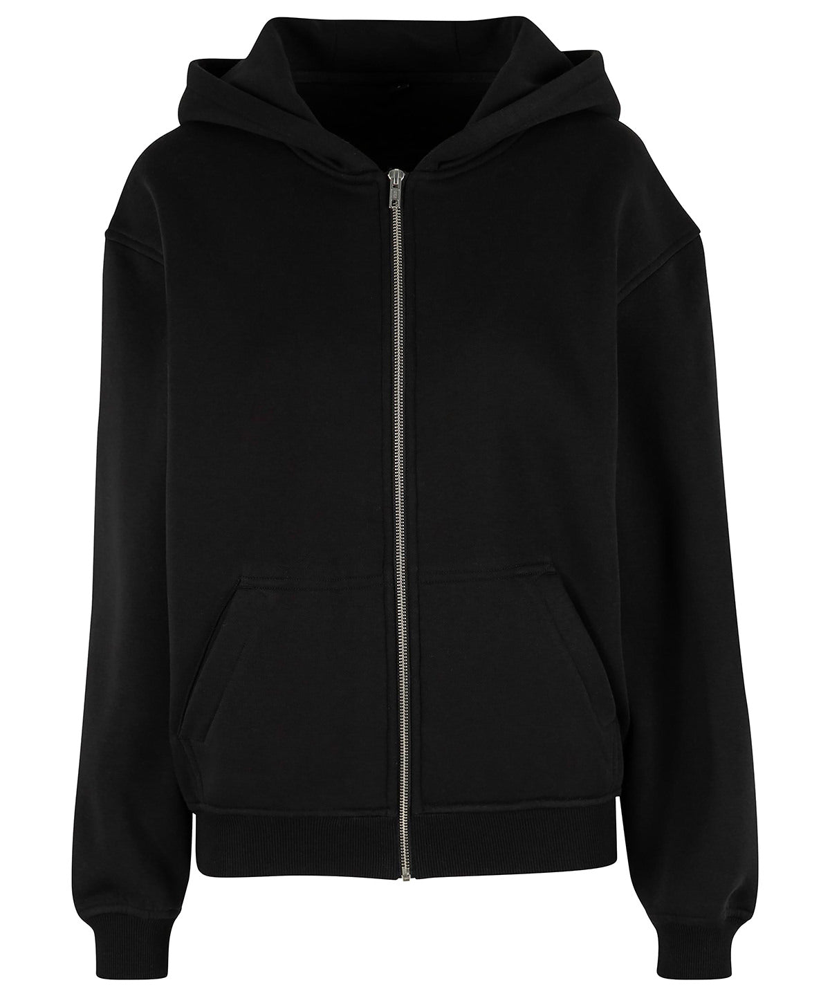 Build Your Brand BY445 Women’s loose-fit zip hoodie in Black