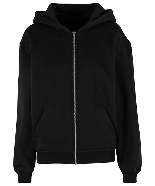 Build Your Brand BY445 Women’s loose-fit zip hoodie in Black