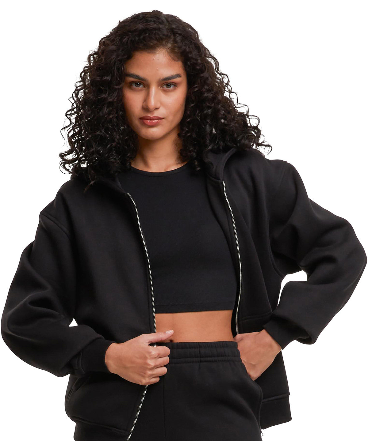 Build Your Brand BY445 Women’s loose-fit zip hoodie