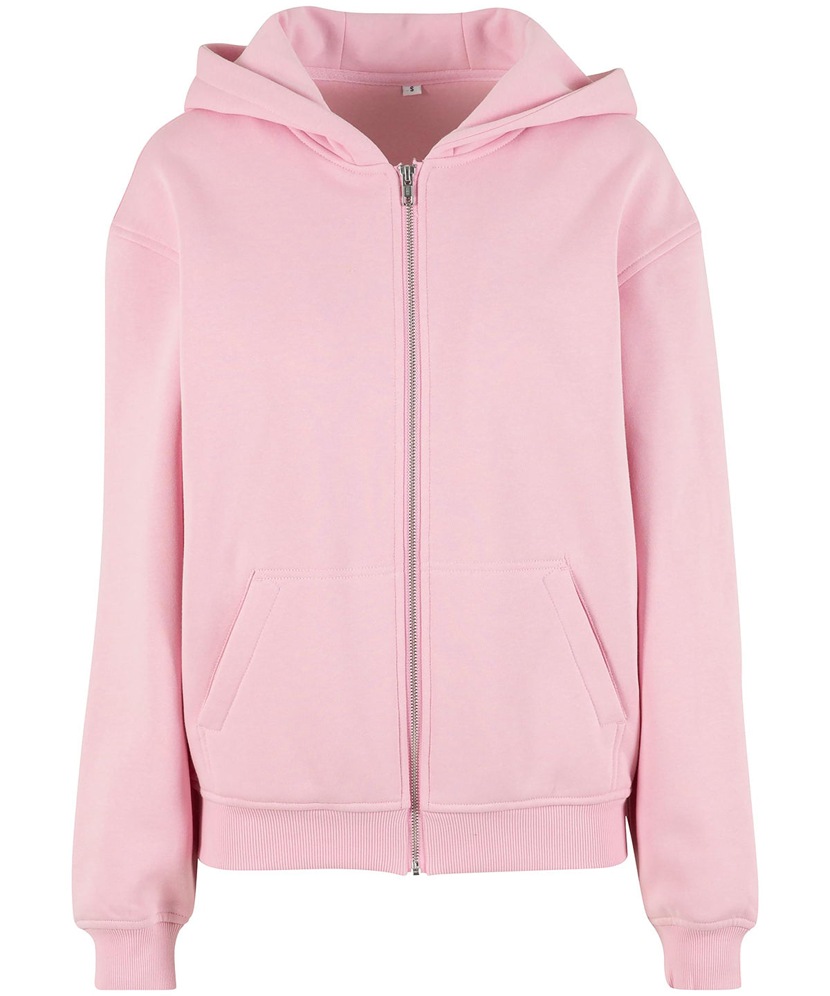 Build Your Brand BY445 Women’s loose-fit zip hoodie in Soft Pink