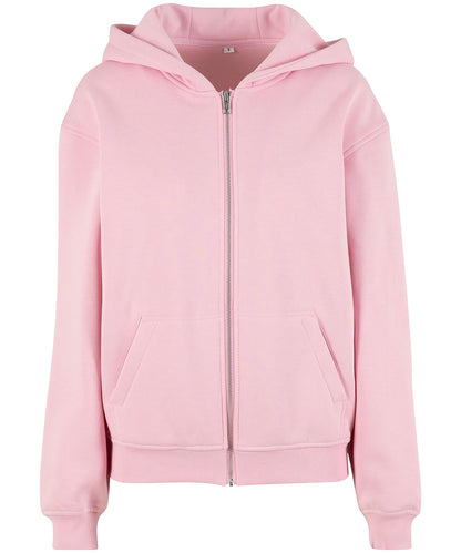 Build Your Brand BY445 Women’s loose-fit zip hoodie in Soft Pink