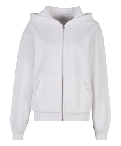 Build Your Brand BY445 Women’s loose-fit zip hoodie in White