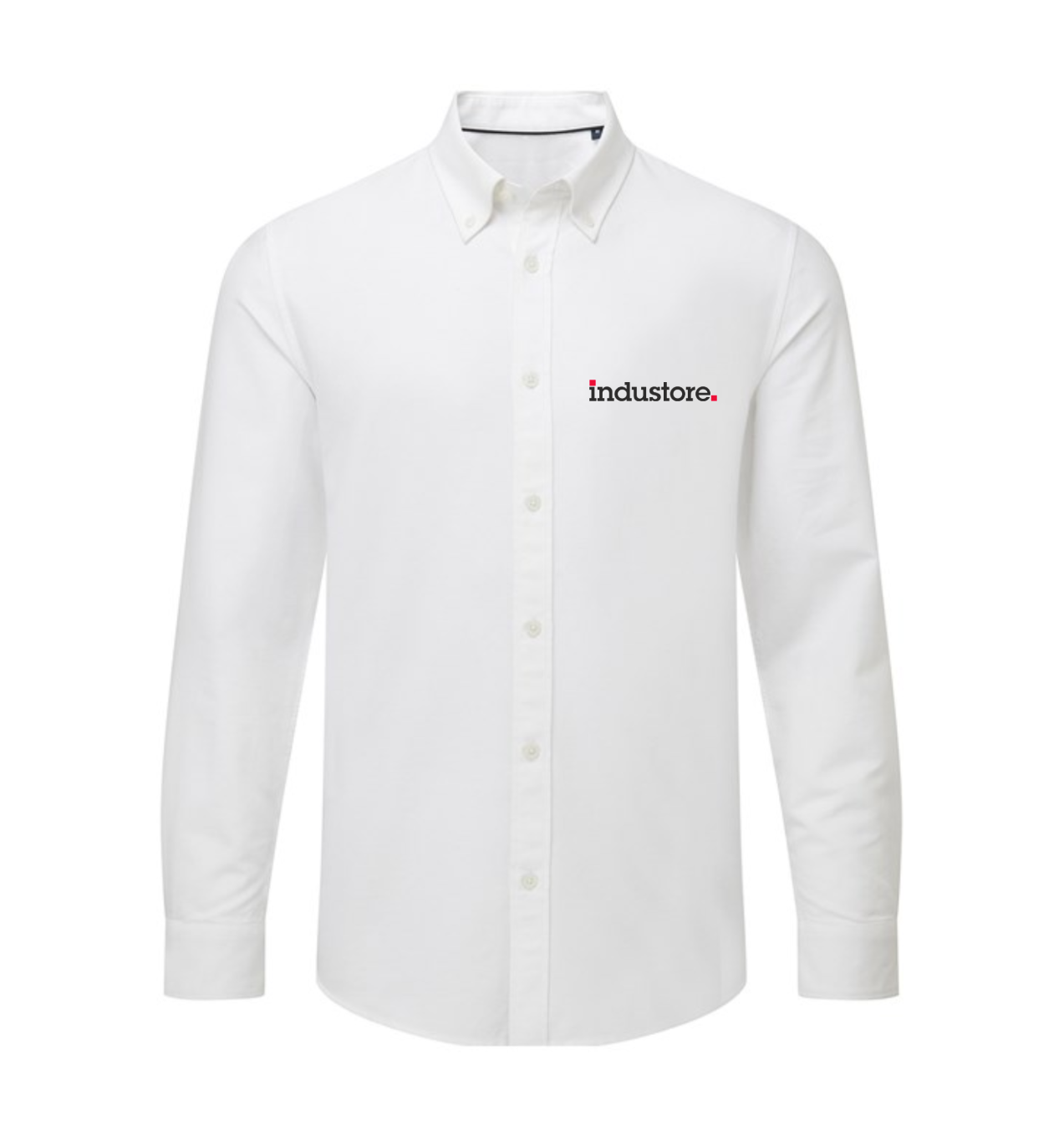 Black And Red Embroidered Logo Men’s cotton long sleeve Oxford shirt- industore.