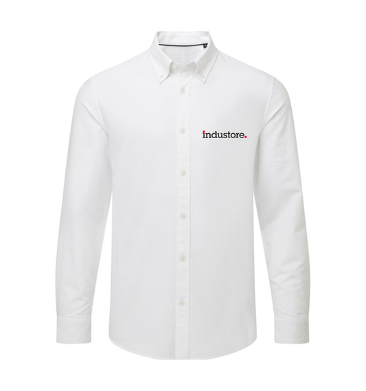 Black And Red Embroidered Logo Men’s cotton long sleeve Oxford shirt- industore.