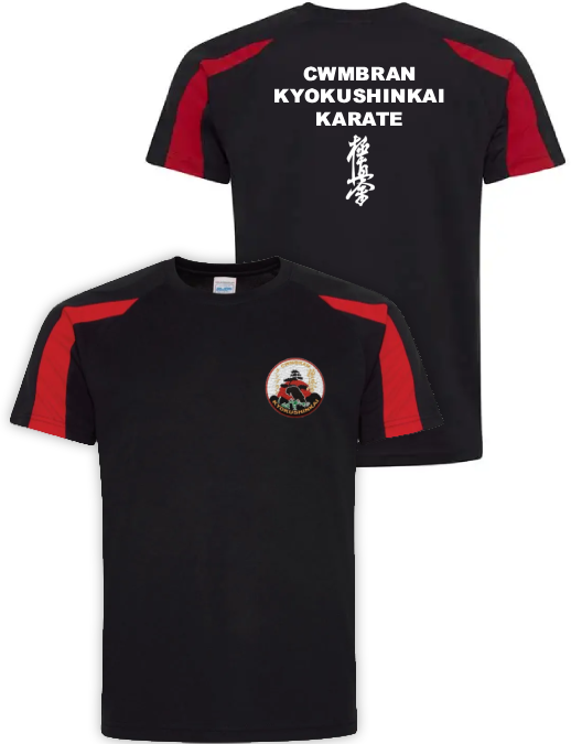Contrasting Colour Sports T (JC003) Black w/ Red