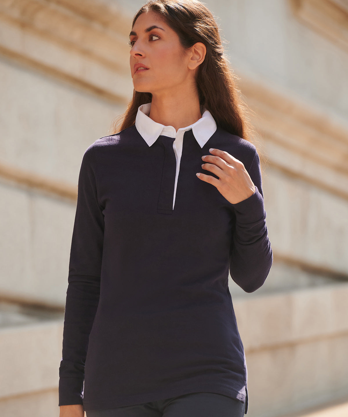 Front Row FR101 Women's long sleeve plain rugby shirt
