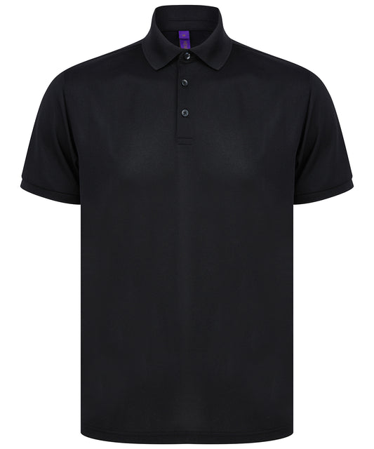 Henbury HB465 Recycled polyester polo shirt in Black