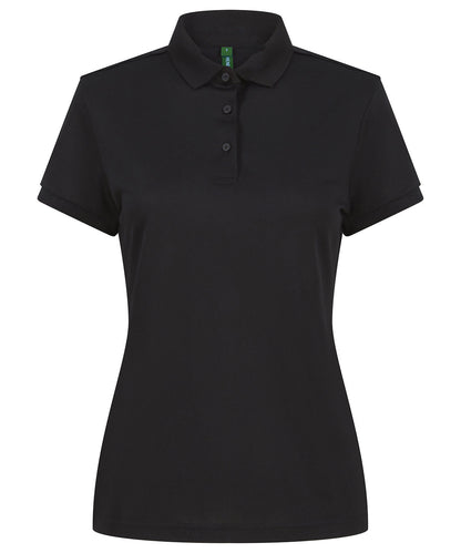 Henbury HB466 Women’s recycled polyester polo shirt in Black