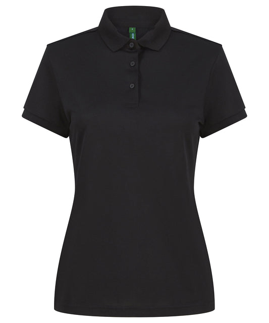Henbury HB466 Women’s recycled polyester polo shirt in Black