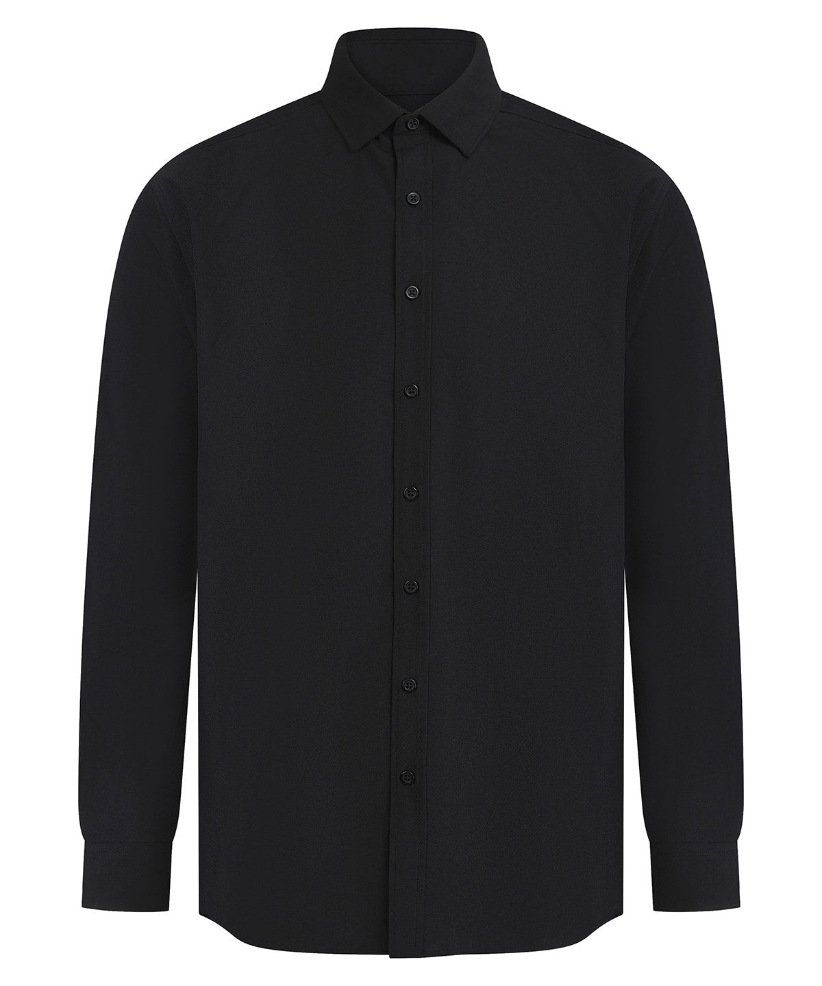 Henbury HB582 Long sleeve ‘cotton-feel’ Coolplus® shirt in Black