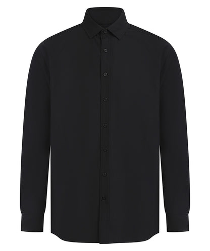 Henbury HB582 Long sleeve ‘cotton-feel’ Coolplus® shirt in Black