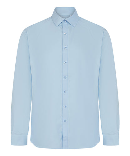 Henbury HB582 Long sleeve ‘cotton-feel’ Coolplus® shirt in Light Blue