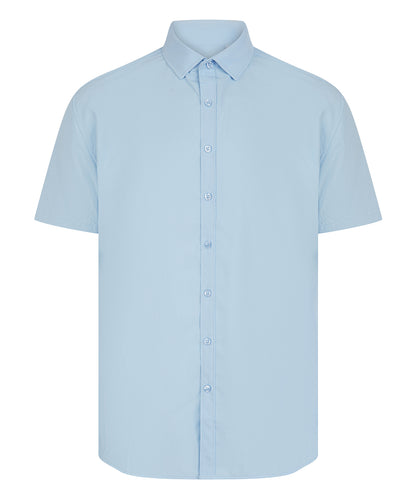 Henbury HB588 Short sleeve ‘cotton-feel’ Coolplus® shirt in Light Blue