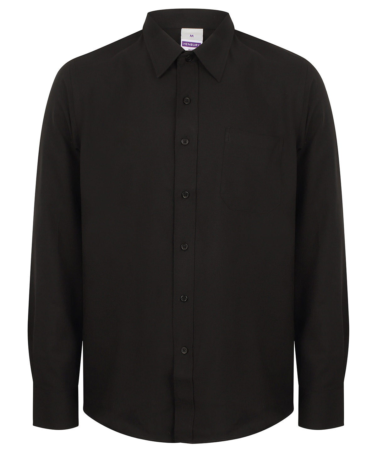 Henbury HB590 Wicking antibacterial long sleeve shirt in Black