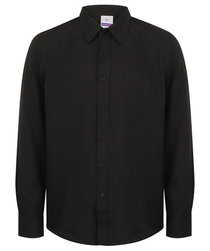 Henbury HB590 Wicking antibacterial long sleeve shirt in Black