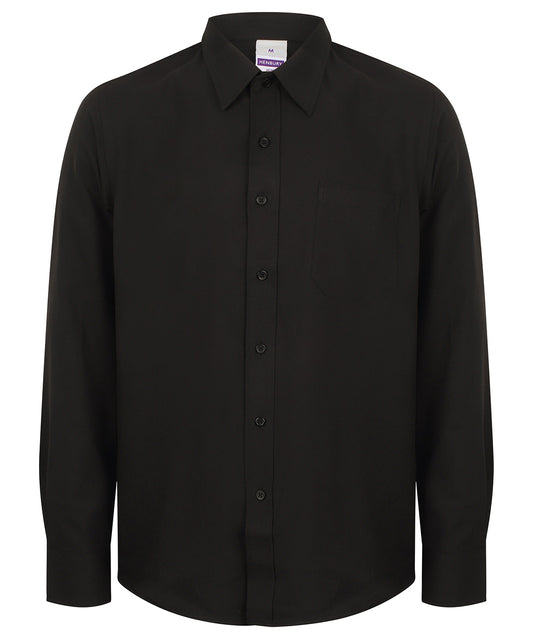 Henbury HB590 Wicking antibacterial long sleeve shirt in Black