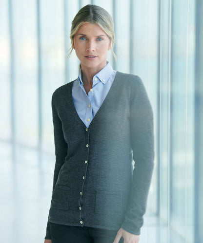 Henbury HB723 Women's v-button cardigan
