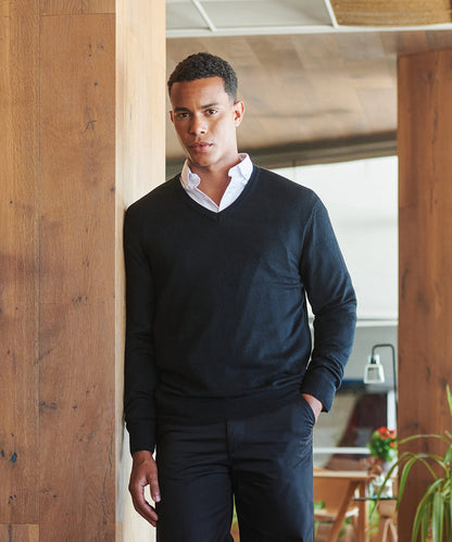 Henbury HB760 Cashmere touch acrylic v-neck jumper