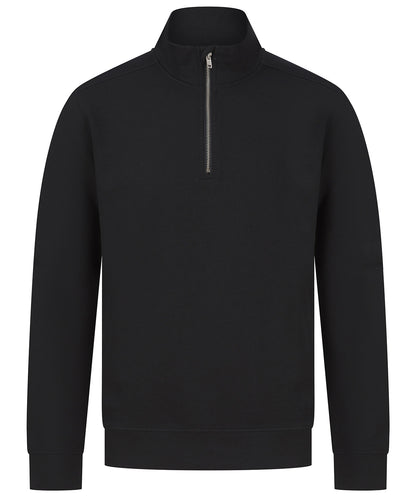 Henbury HB842 Unisex sustainable ¼-zip sweatshirt in Black