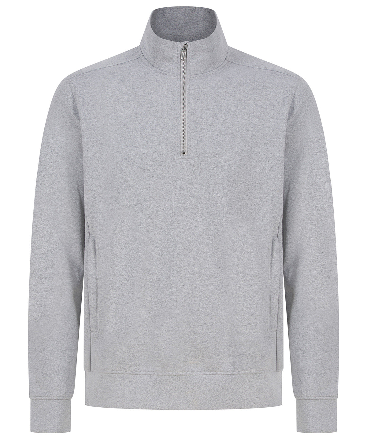 Henbury HB842 Unisex sustainable ¼-zip sweatshirt in Heather Grey