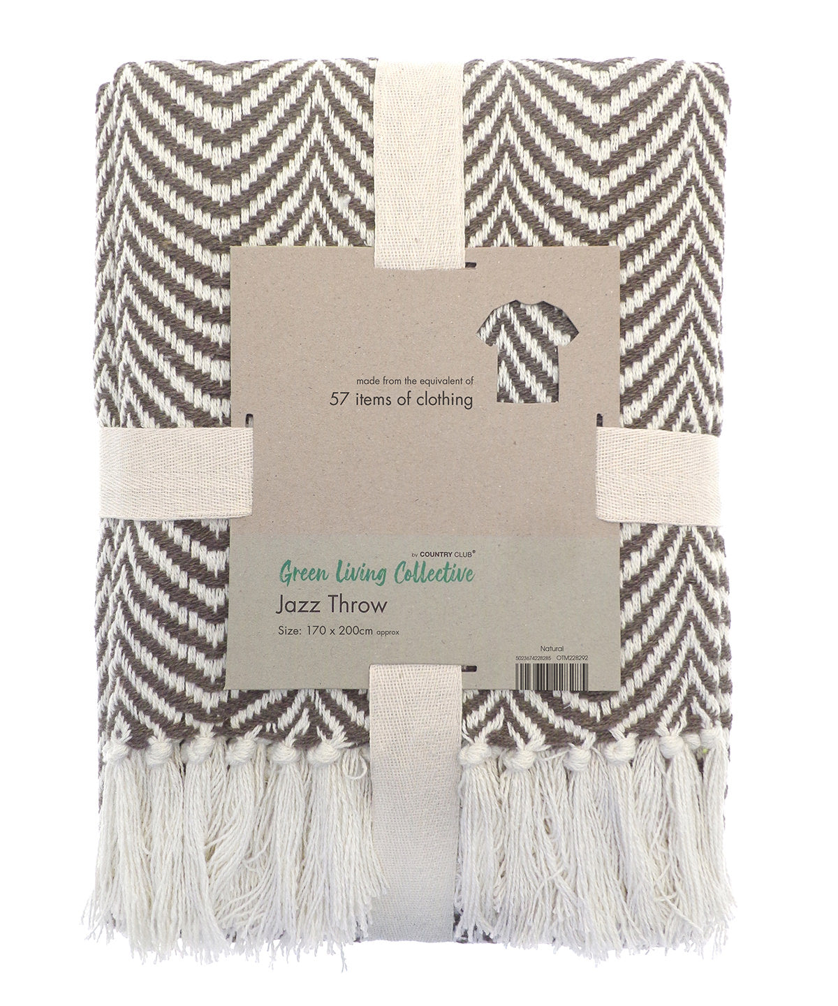 Home & Living HL225 Recycled mixed-fabric throw in Natural