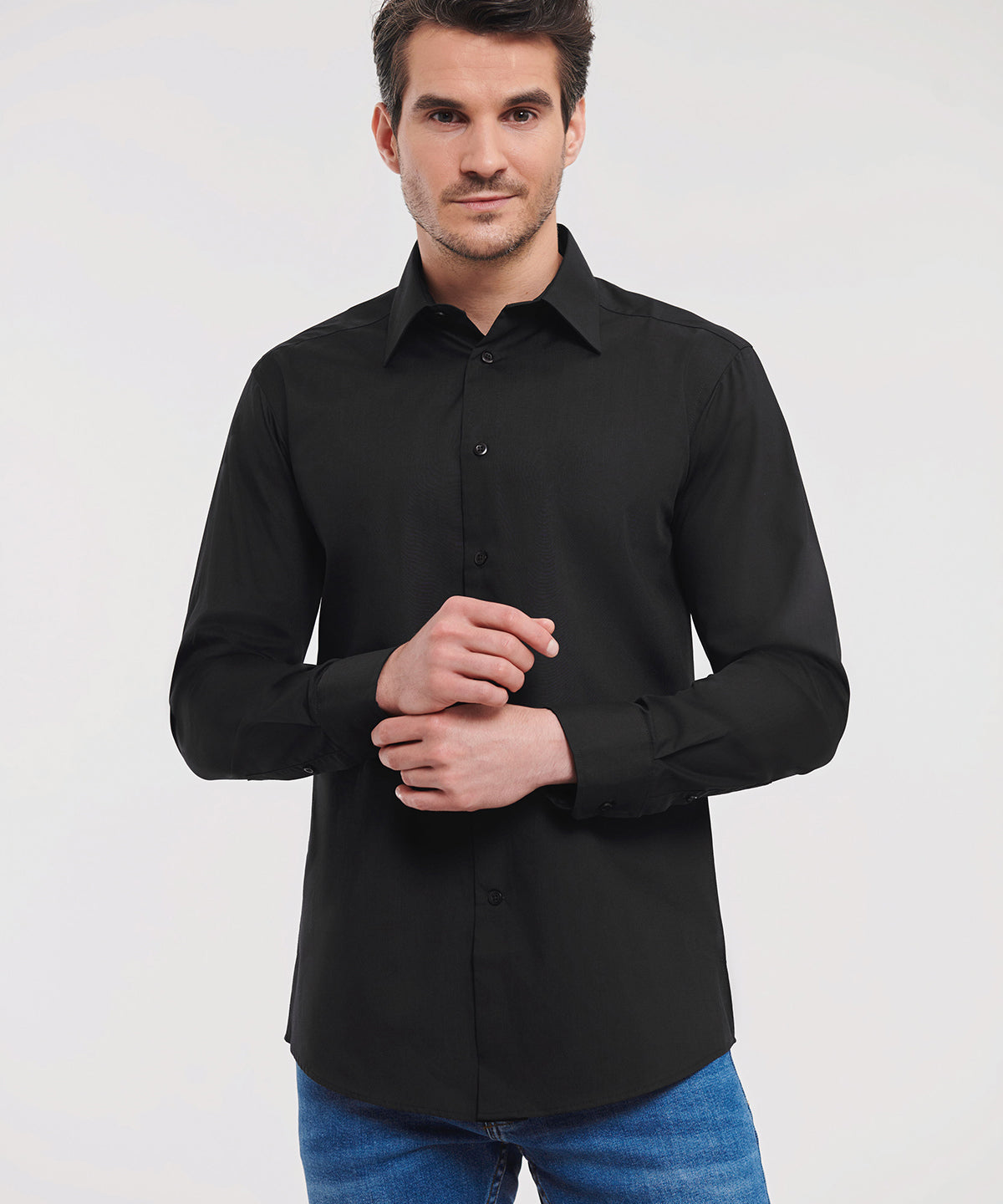 Russell Athletic Collection J924M Long sleeve polycotton easycare fitted poplin shirt